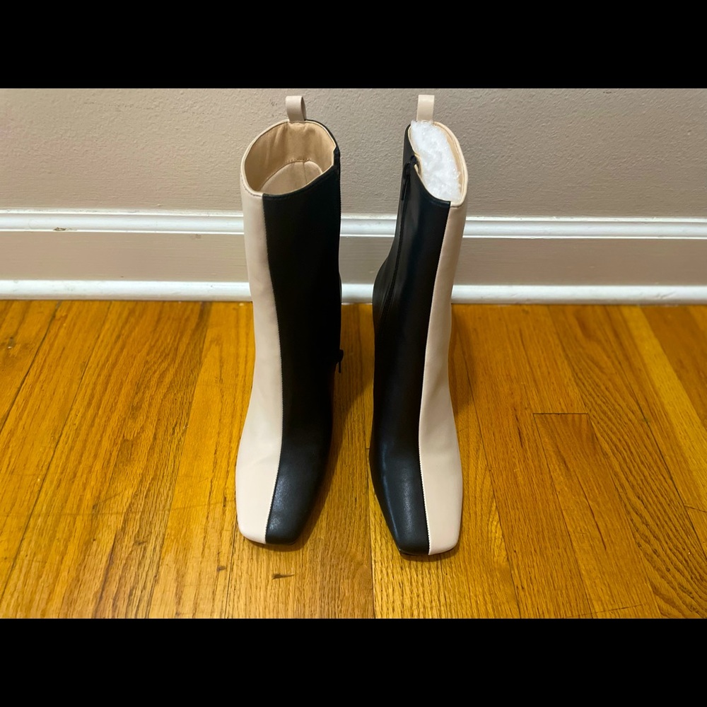 Black and cream Heel boots brand new never worn